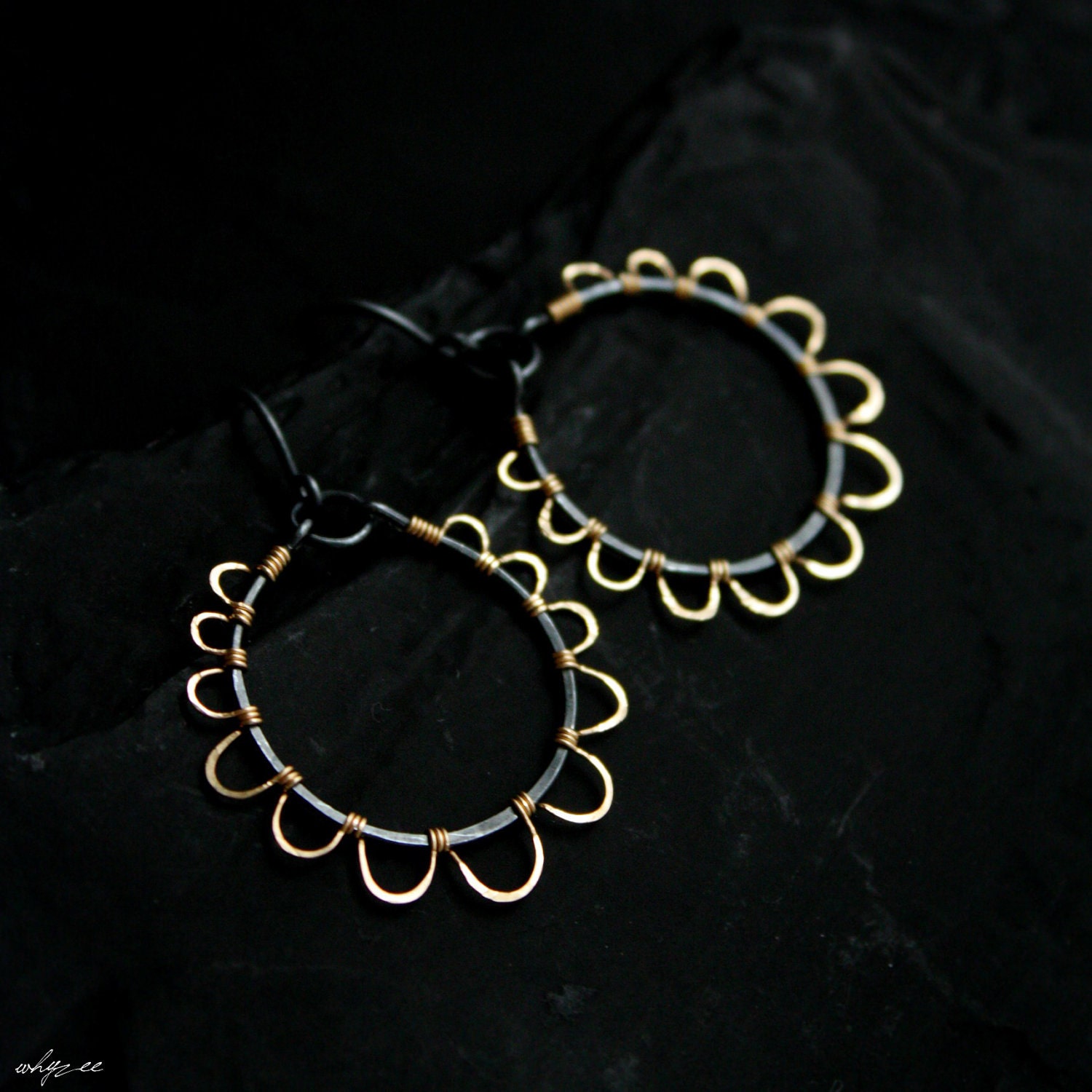 SUNFLOWER - sunflower earrings oxidized silver gold