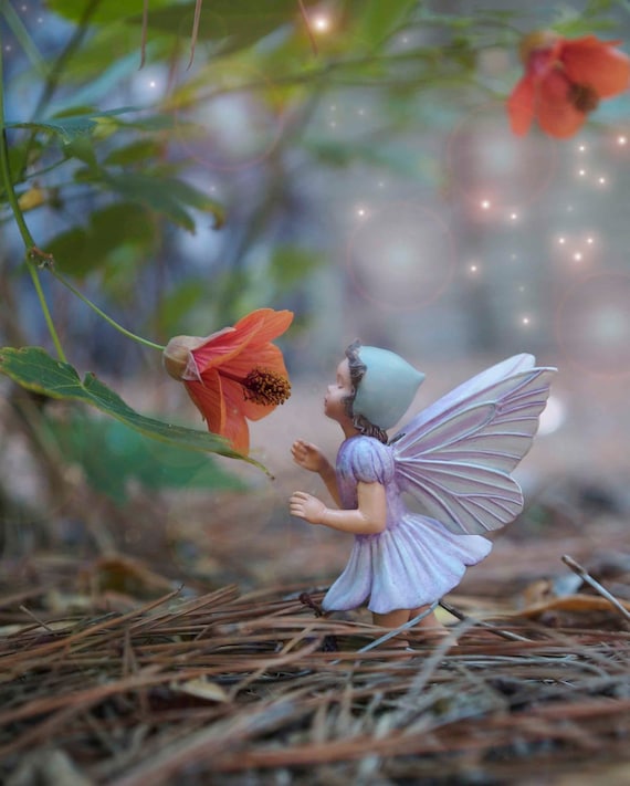 Flower Fairy Photography, Fine Art Fantasy Photo, Baby Nursery Princess Girl Magical Pastel Bedroom Wall Art Green Ornage Purple