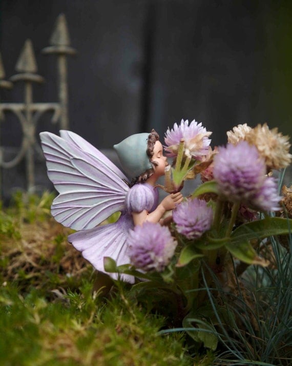 Fairies in the Garden - Flower Fairy Photograph, Fine Art Photo, flower fairies children bedroom home decor sureal fairytale lilac lavender