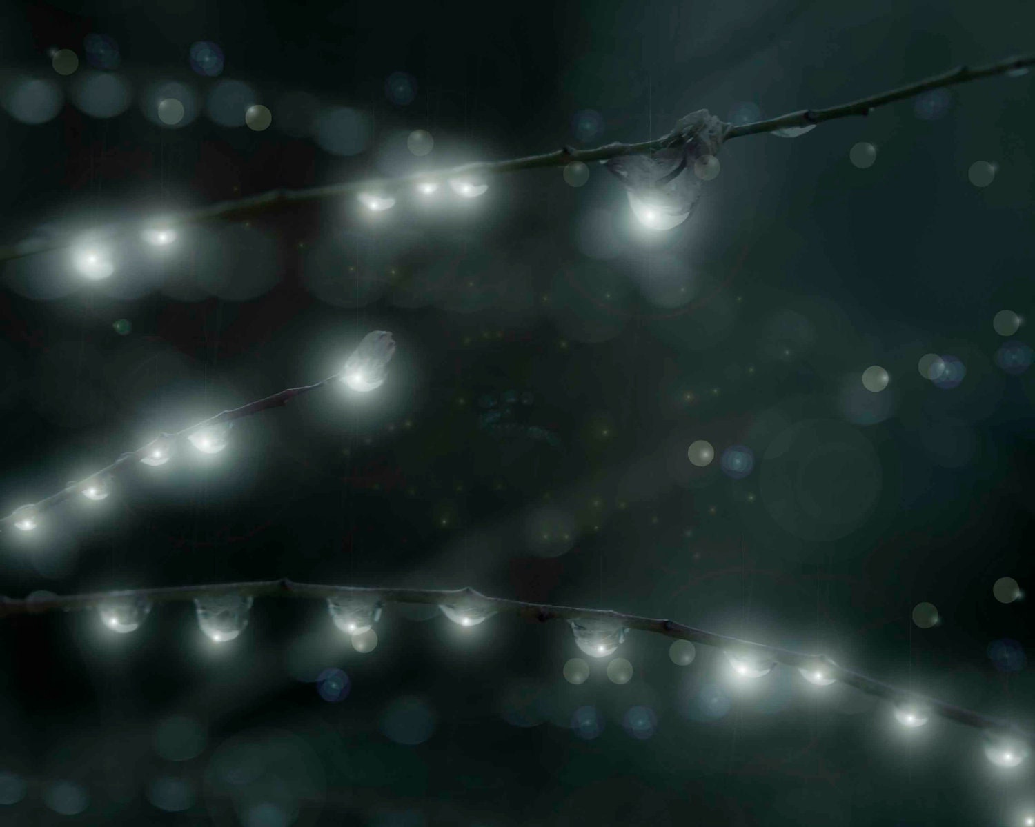 Photo Photograph Photography, Moon Jewels Fine Art Nature Print Night Nighttime Fantasy Wall Nursery Bedroom Teal Blue Green Stars