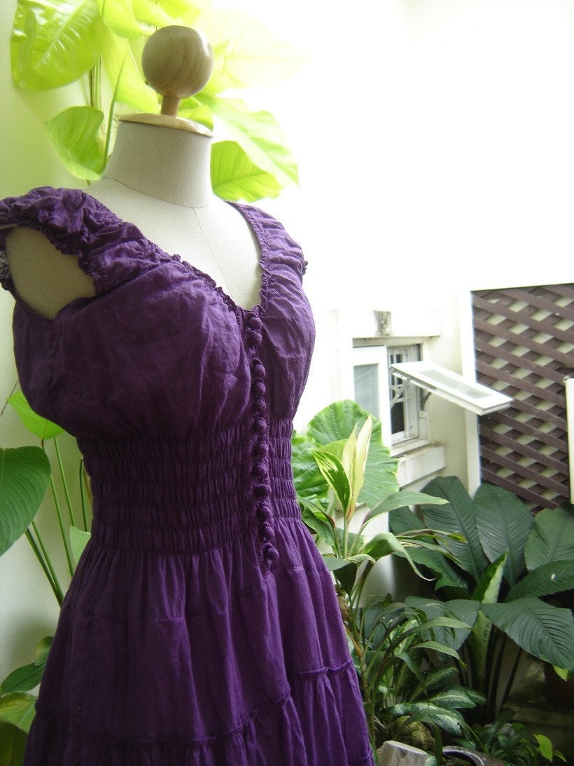 Princess Cotton Short Dress - PURPLE