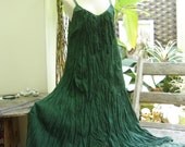 L-XL Double Layers Maxi Cotton Dress - Forest Green