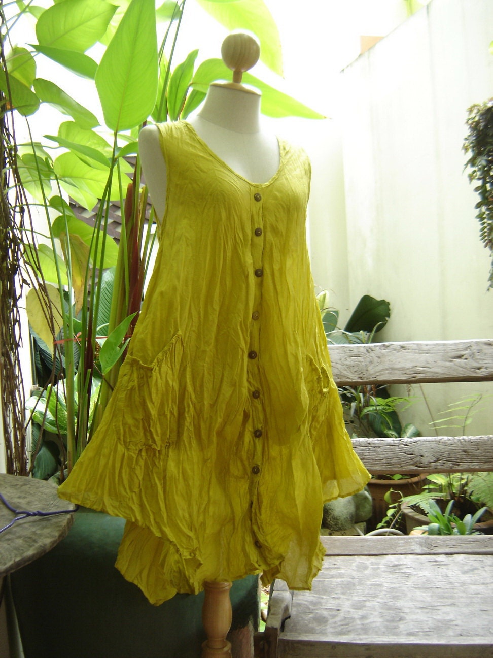Sleeveless Cotton Tunic II - Mustard Yellow