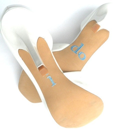 Blue I DO Shoe Stickers in Blue Glitter Something Blue for Your Wedding Shoes
