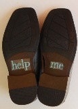 Hers or His "HELP Me" Wedding Shoe Stickers in Blue Glitter Something Blue for Bride or Groom wedding shoes