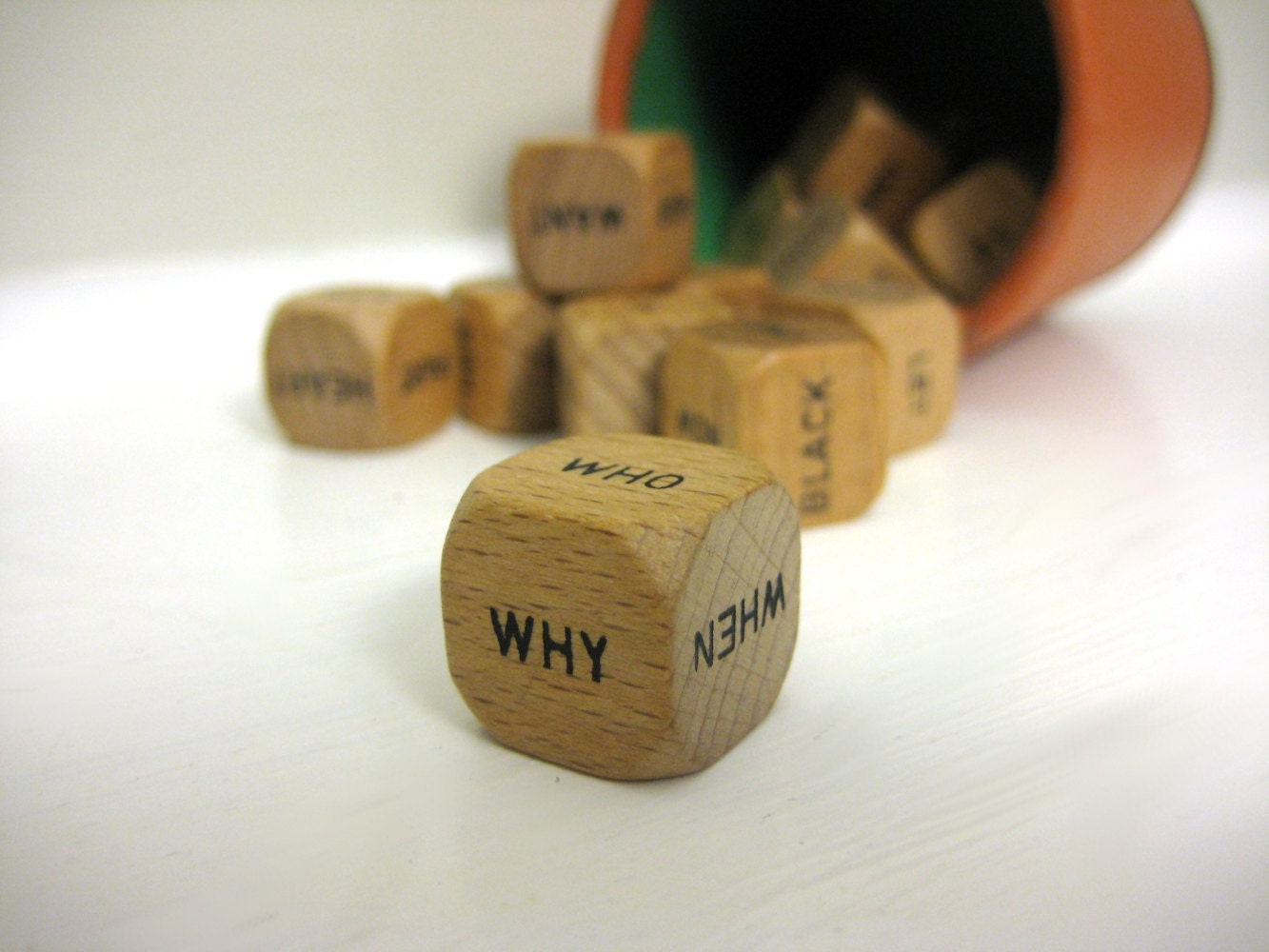 Writer's Block Word Cubes - Vintage Wooden Dice Game with Tumbler, Blogger & Author Inspiration, Wood Dice