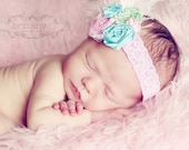 Easter dream rosette lace headband with flower vintage spring shabby chic