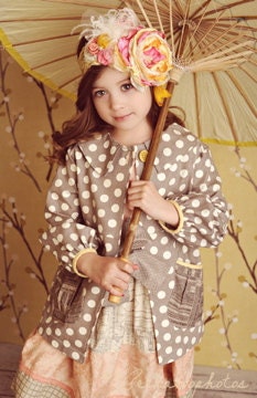 PINA COLADA yellow and coral flower silk rosette headband made to match Persnickety and Matilda Jane Serendipity