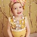PINA COLADA yellow and coral flower silk rosette headband made to match Persnickety and Matilda Jane Serendipity