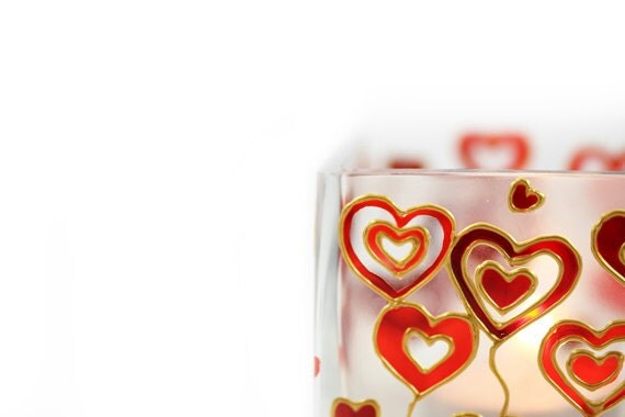 Hand Painted Glass Candle Holder Tea light candle holder hand painted glass stained glass home decor