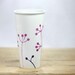 Eco friendly Hand Painted Ceramic Travel Mug - Silicone Black Lid Botanical minimalist modern Abstract pink purple white Queen Anne's Lace
