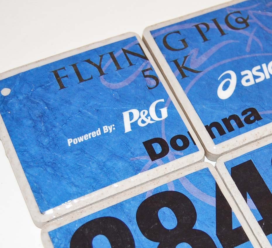 Custom Race Bib Coasters Triathlon Marathon Running