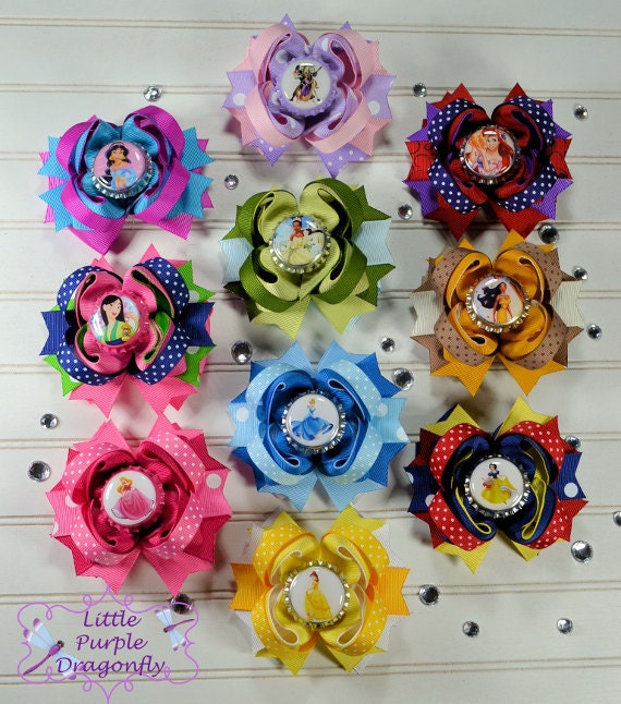 Complete Set Of 10 Princess Boutique Hair Bows