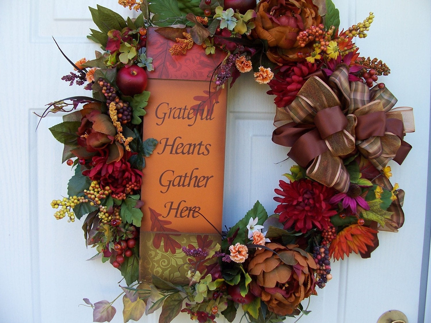 Autumn Fall Floral Thansgiving Wreath door decor decoration hanging