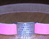 Leather Custom Tag Collar for Greyhounds - Bright Pink