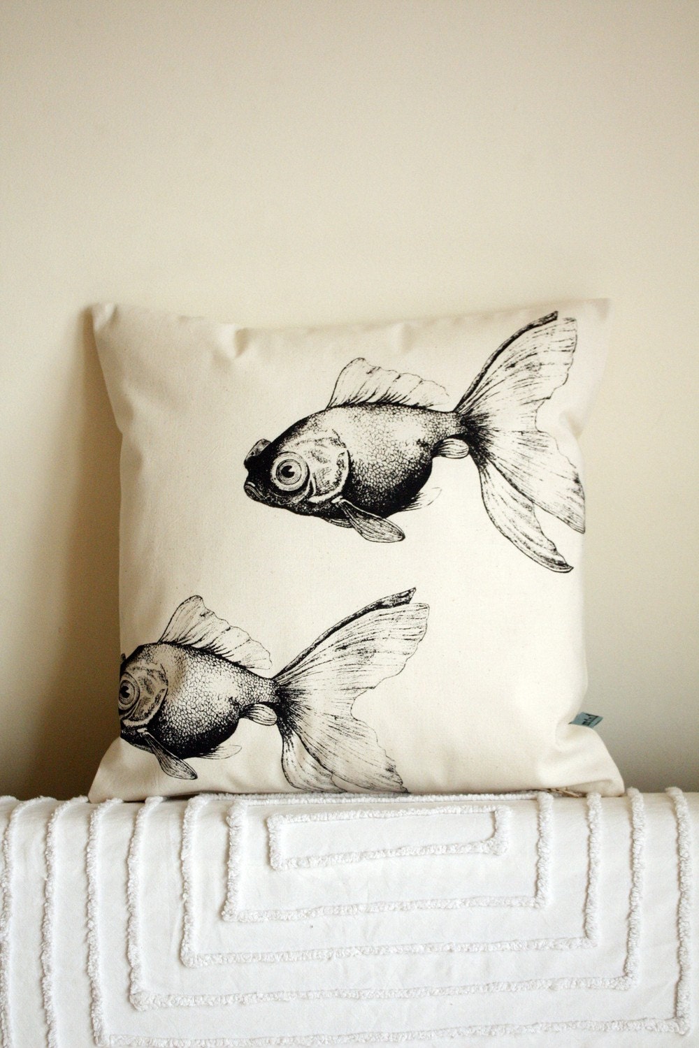 Black Carp Silk screened pillow - minimonos