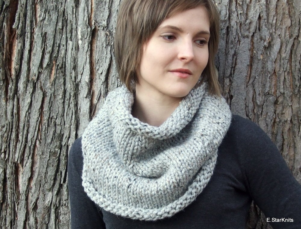 chunky cowl neck warmer - gray marble - the emory