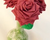 3 Handmade Short Stem Paper Flowers Bouquet (Burgundy/Sangria)