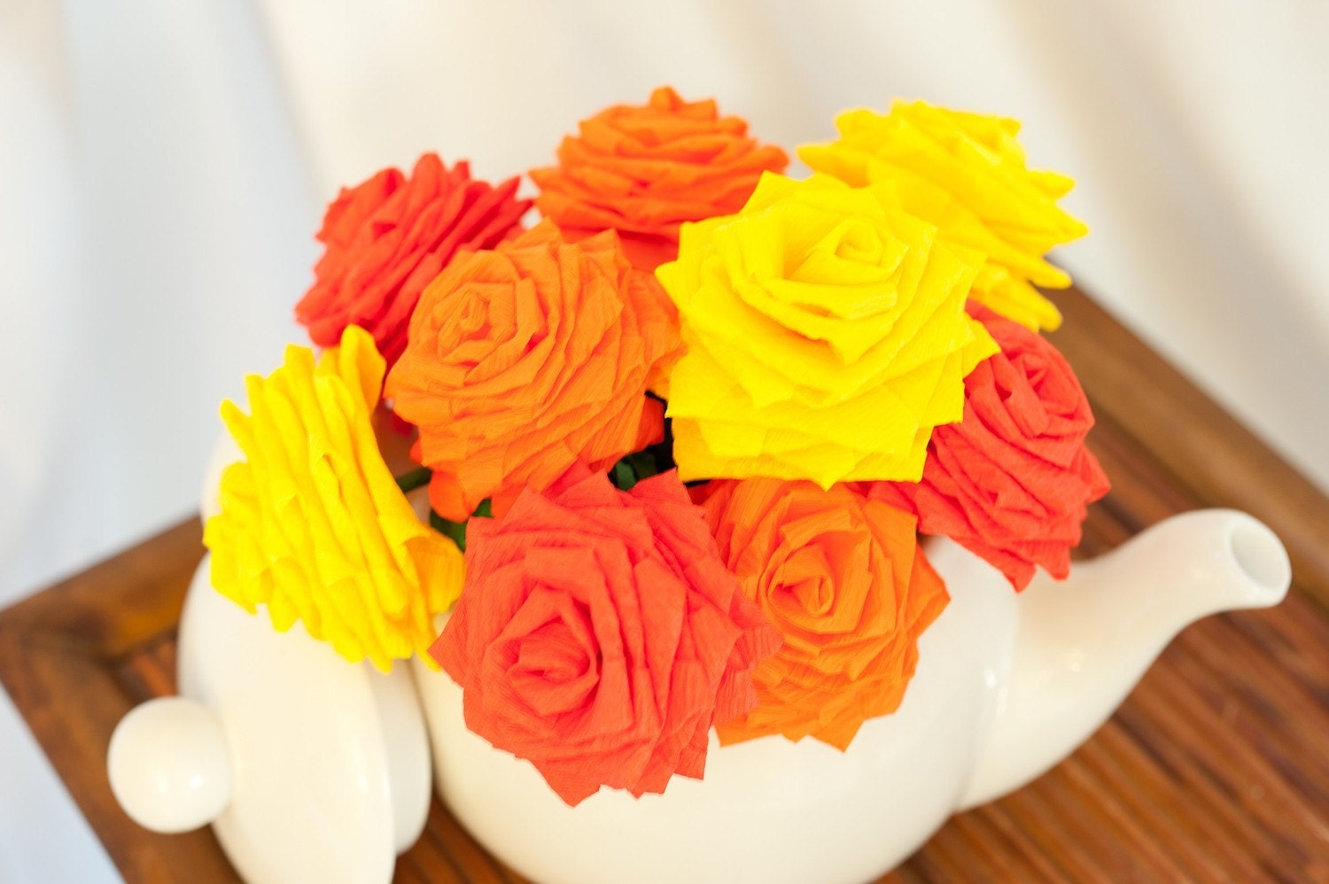Spring Summer Handmade Paper Flowers Bouquet (9 short-stem)
