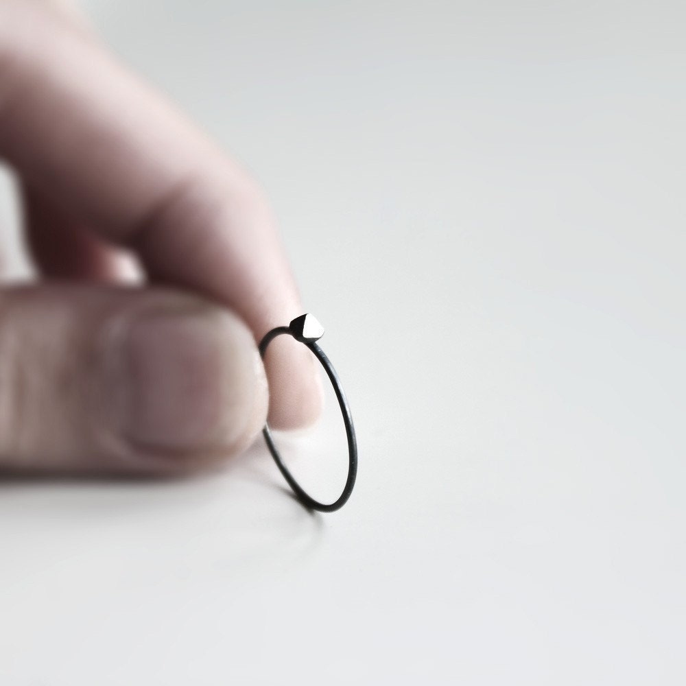 Black Pyramid . handmade oxidized sterling silver pyramid ring