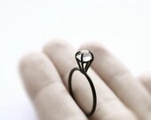 Eye . herkimer diamond oxidized sterling silver ring