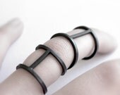 Personal armor . oxidized sterling silver joint ring
