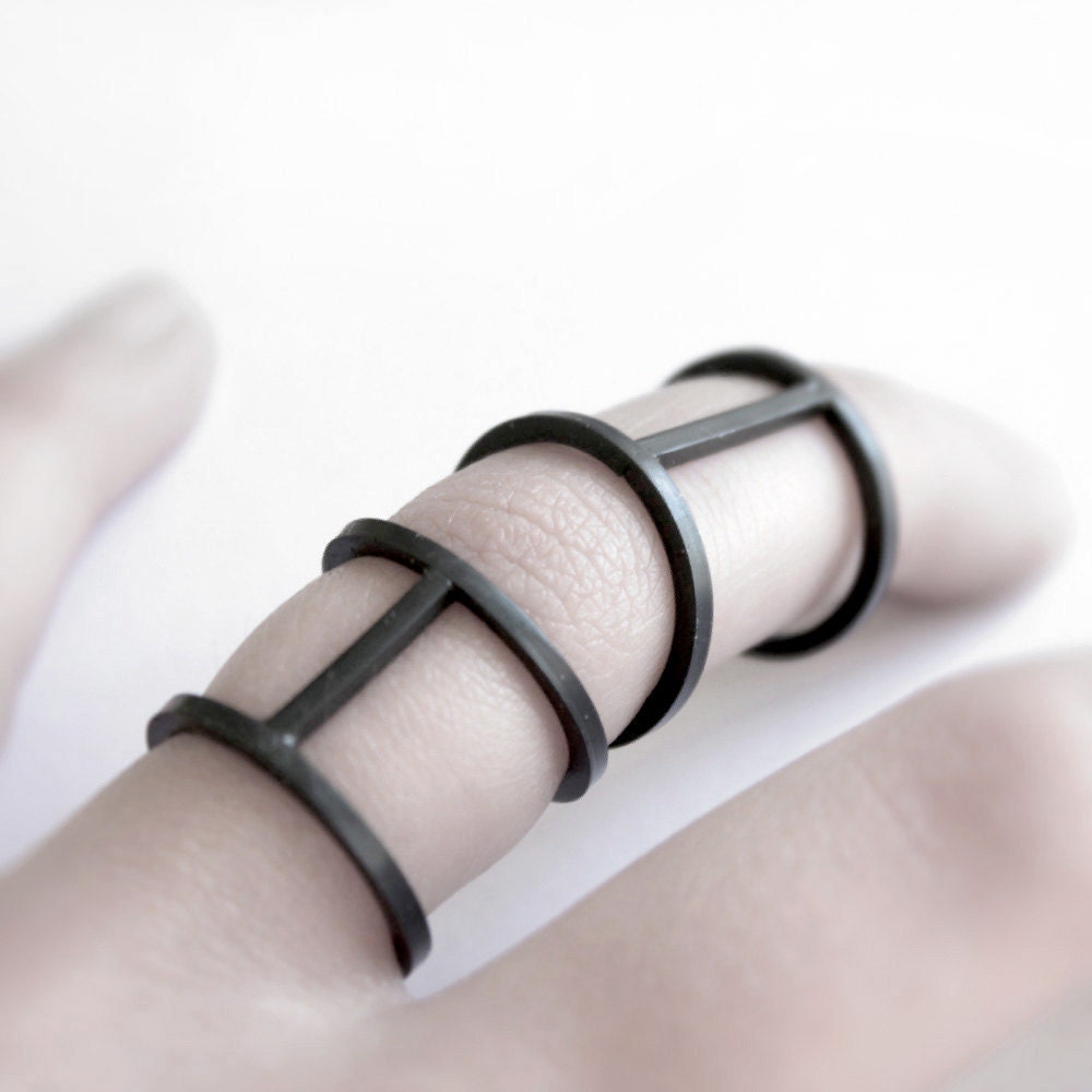 Personal armor . oxidized sterling silver joint ring