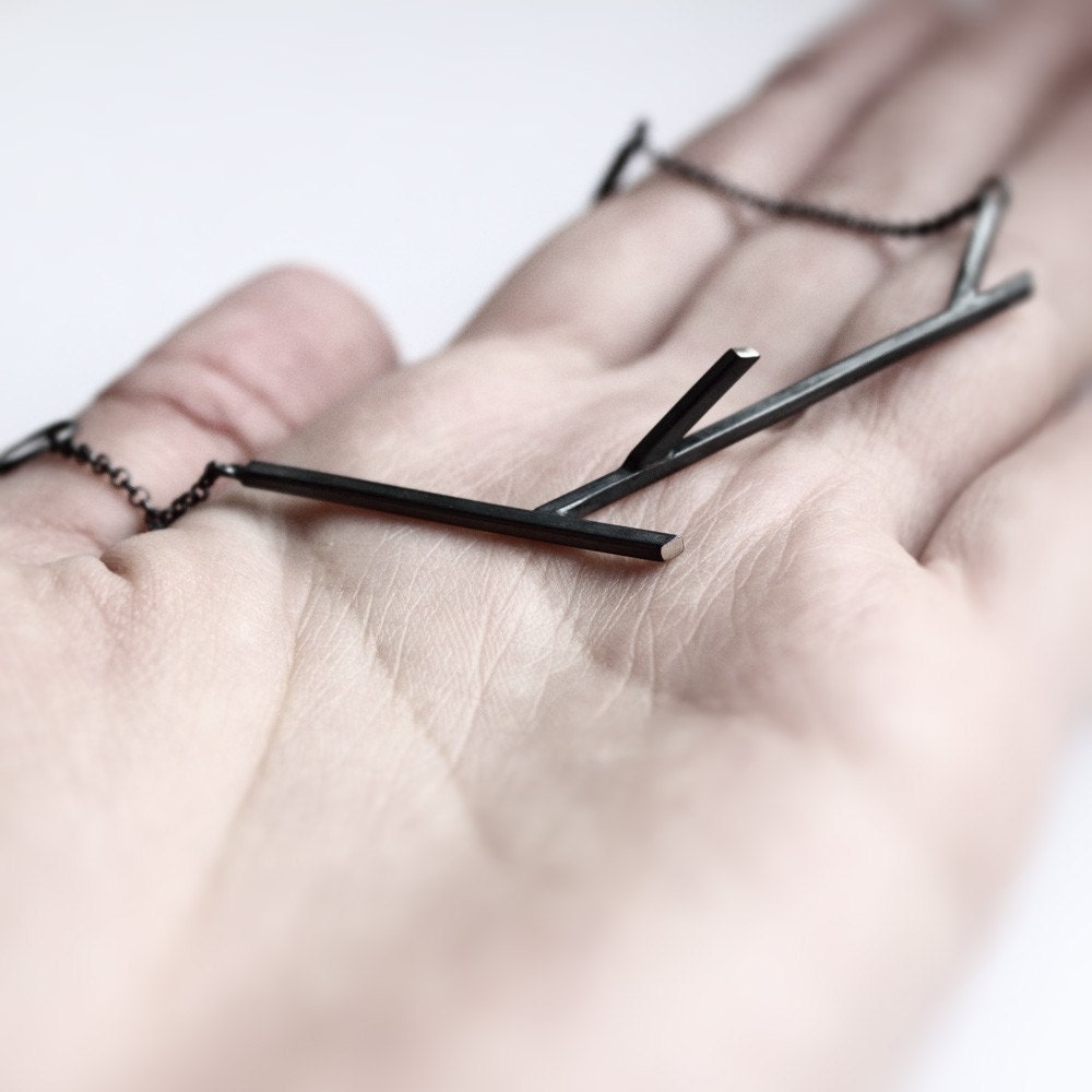 Sticks 02. oxidized sterling silver twig bracelet