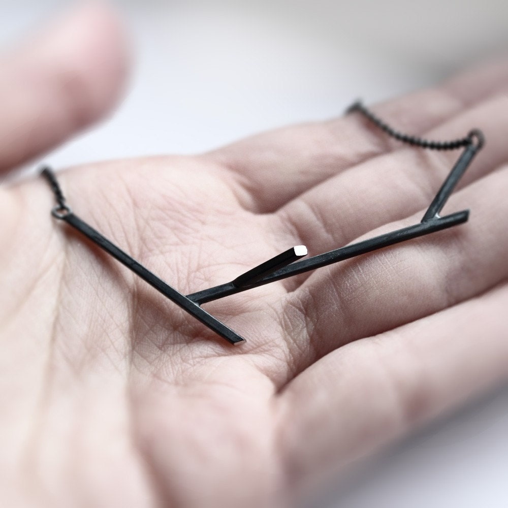 Sticks 02. oxidized sterling silver twig bracelet