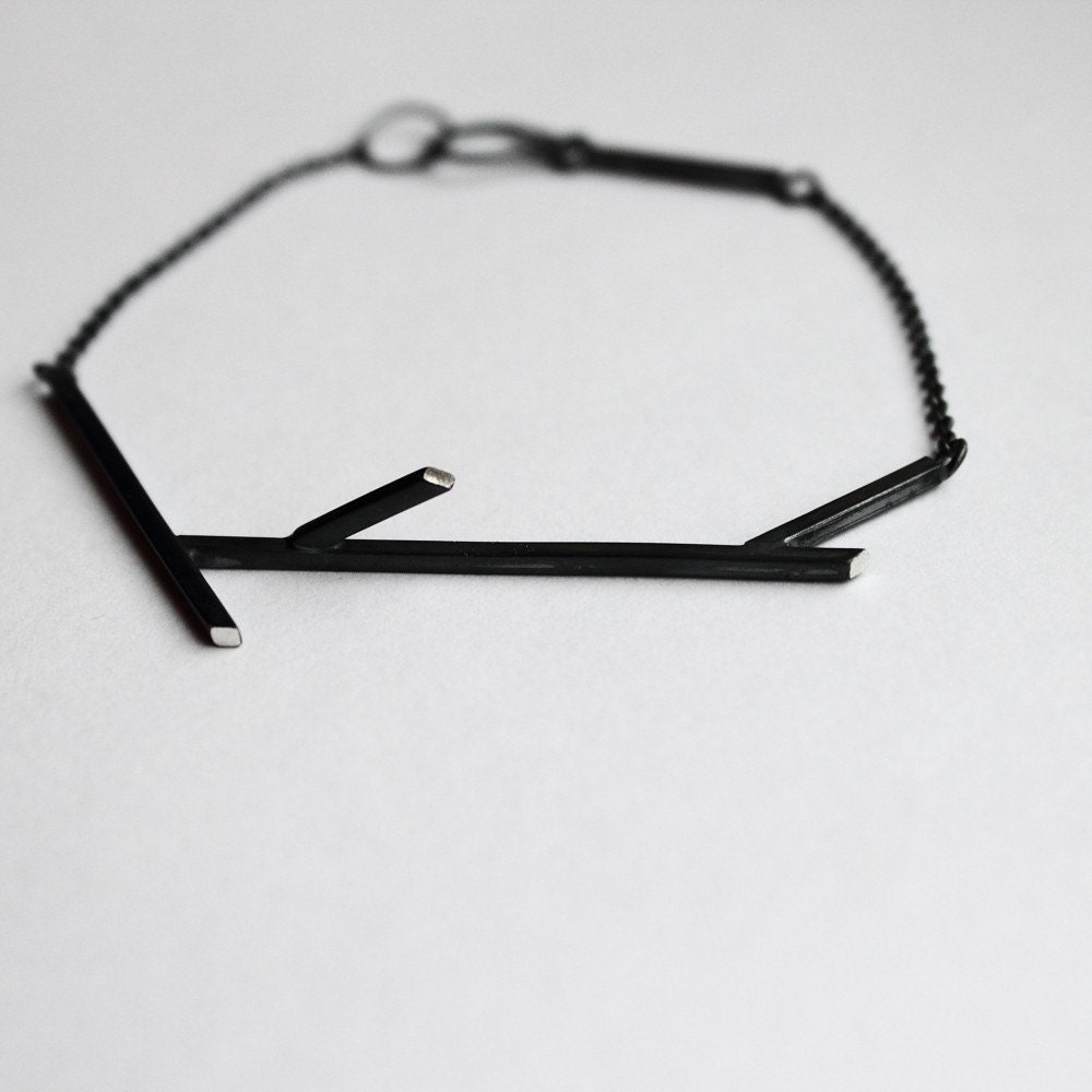 Sticks 02. oxidized sterling silver twig bracelet