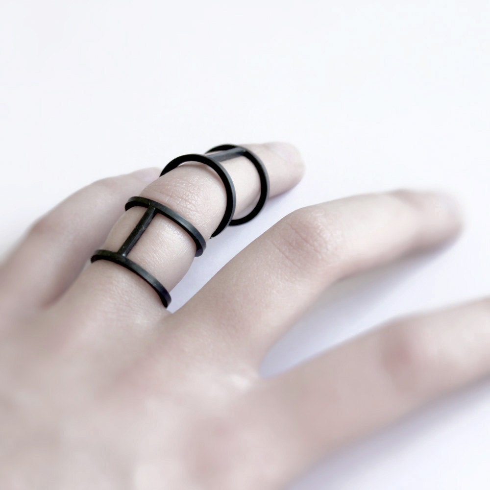 Personal armor . oxidized sterling silver joint ring