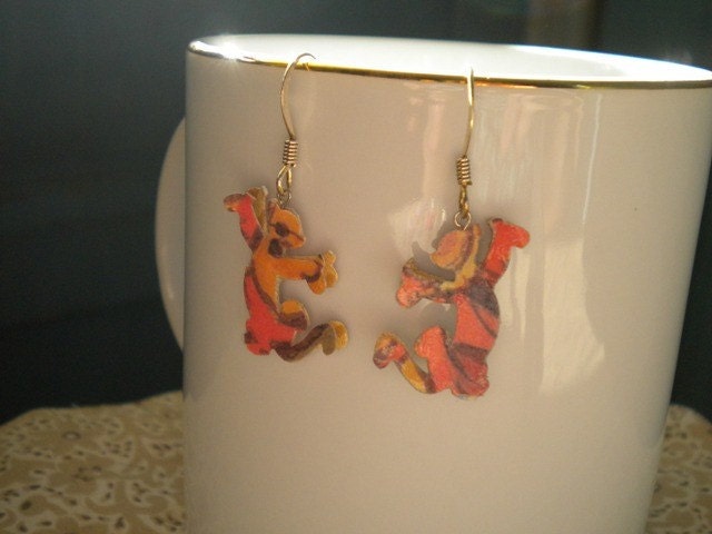 Disney Tigger Earrings - Abstract Orange Paper Dangle