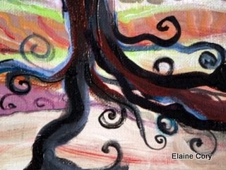 Tree Landscape Original  Painting 16x20 Modern Impressionist Fine Art by Elaine Cory