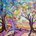 Tree Landscape Original  Painting 16x20 Modern Impressionist Fine Art by Elaine Cory