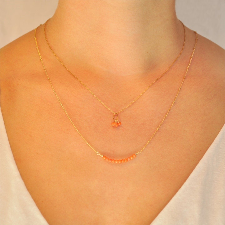 TIny Peach Coral Irina Necklace