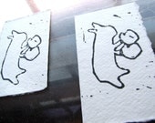 Bonk - Original Art - Hand Pulled Linoleum Cut - Lino Cut