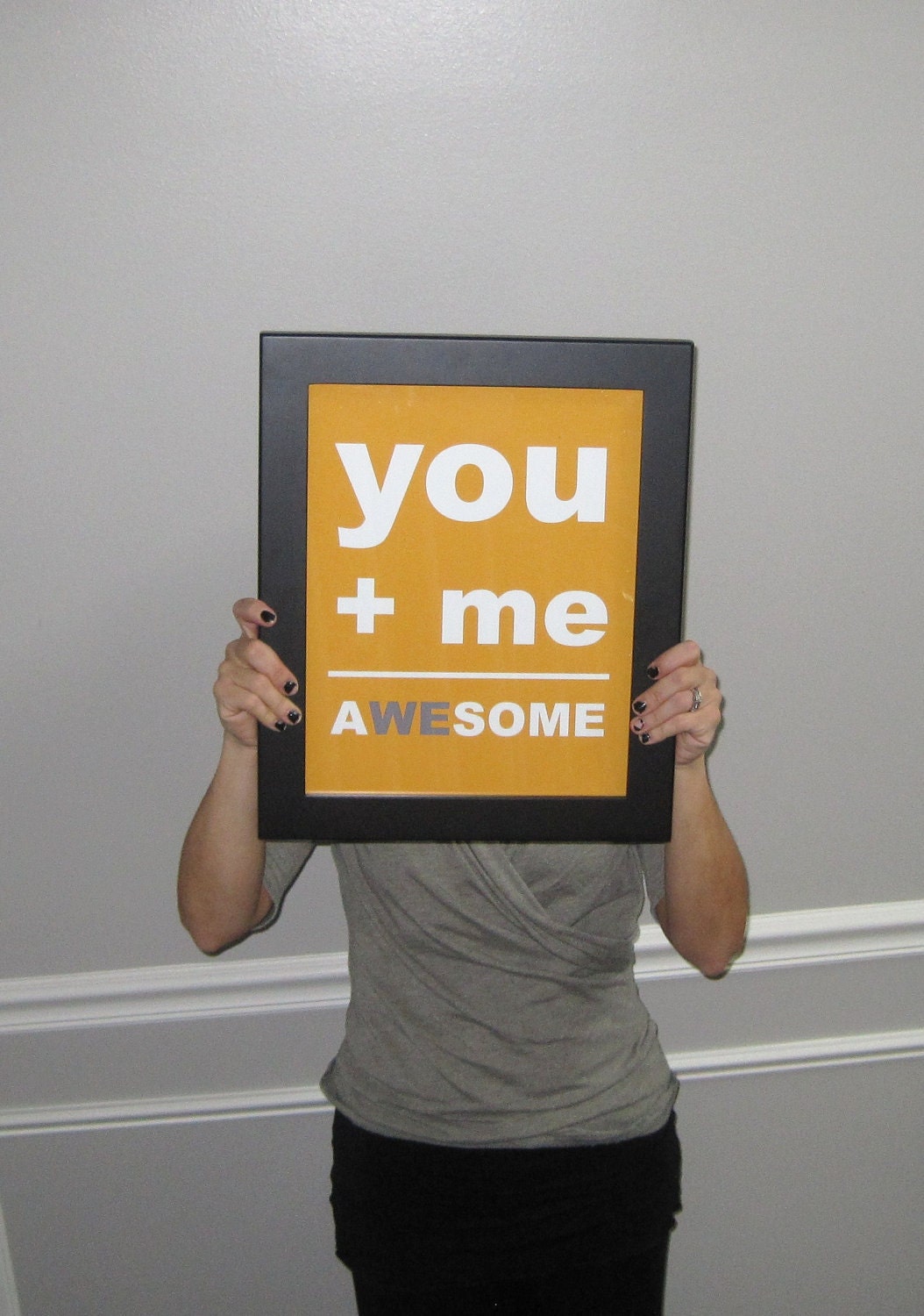 Wedding Signage - You Plus Me Equals Awesome, Awesome Print, 8x10 Print, Brown, Teal, Custom Color, Wedding Print, Best Friends