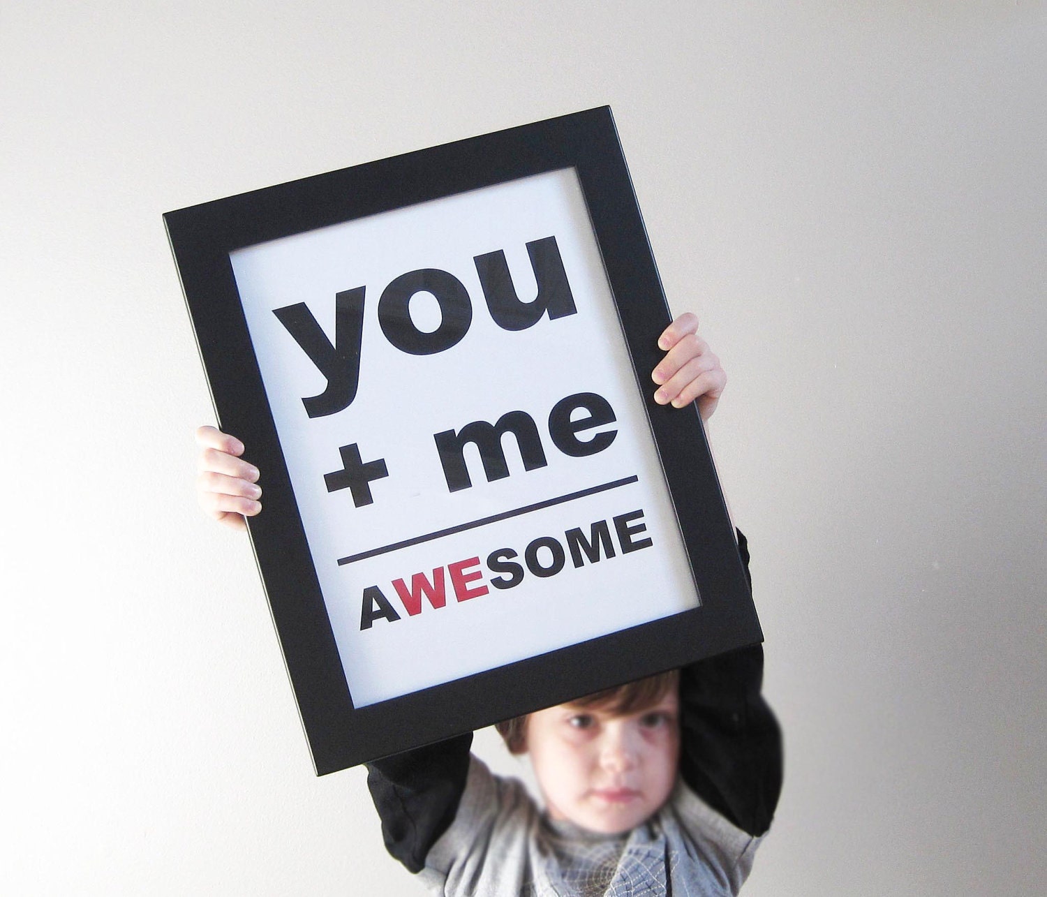 Wedding Signage - You Plus Me Equals Awesome, Awesome Print, 8x10 Print, Brown, Teal, Custom Color, Wedding Print, Best Friends