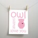 Valentine Print - Kids Wall Art - Owl Print, Children's Art Print, 8x10 Print, Owl, Woodland, Bird, Pink, Custom Color, Owl Always Love You