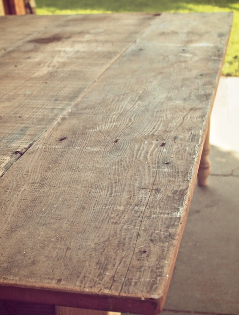 Large 8ft // Reclaimed Wood Farmhouse Dining Table // Raw Unfinished