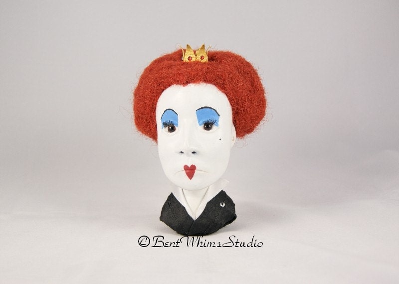 Red Queen Art Doll Bust OOAK