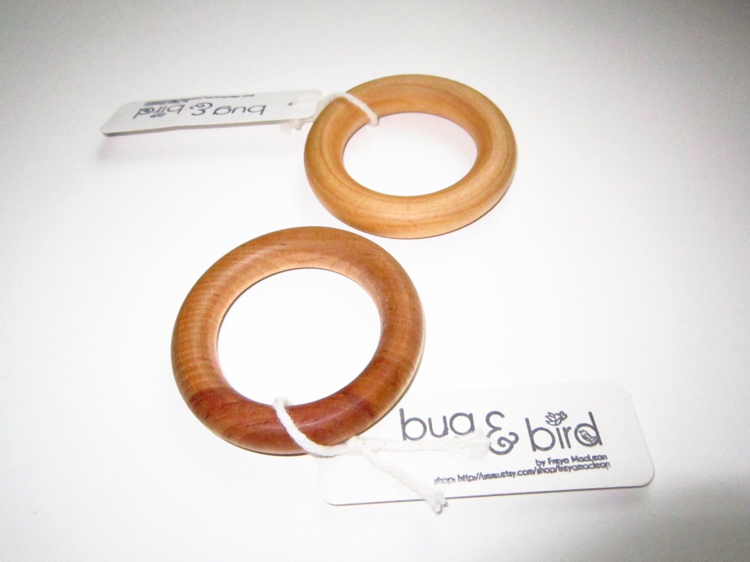 Set of Two- All Natural Wooden Teething Ring Toys for Babies- Perfect Baby Shower Gift
