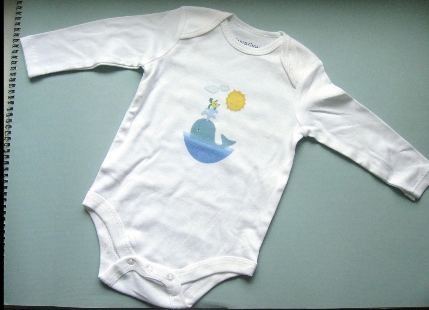Large 18 - 24 Month / Long Sleeve Onesie / whale illustration by kaydi-did / cute adorable fun baby clothes