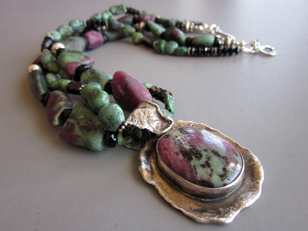 Ruby Zoisite Sterling Silver pendant necklace - On The Vine