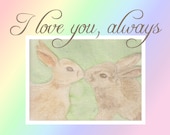 Kissing Bunnies Rainbow card