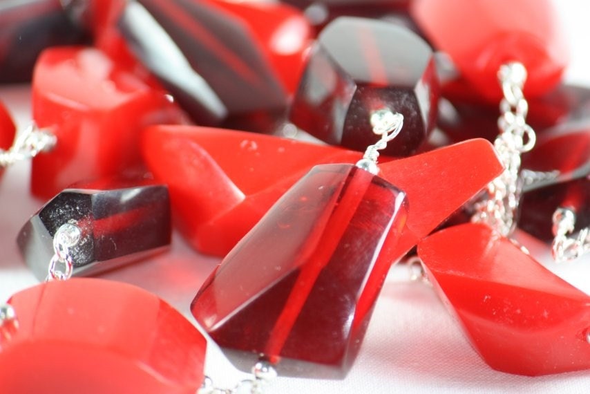 Resin Necklace of Scarlet Nuggets