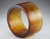 Resin Bangle Bracelet, Cuff Style in Honey Brown