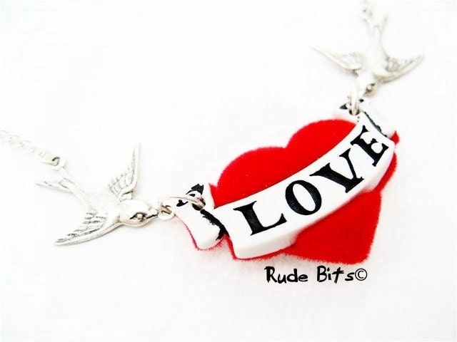 Love Swallow Tattoo Necklace