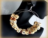 Wood Beaded I Love My Locs Hoop Earrings: Made to Order