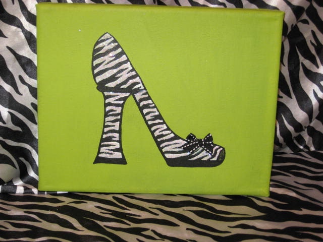 Zebra print shoe on canvas